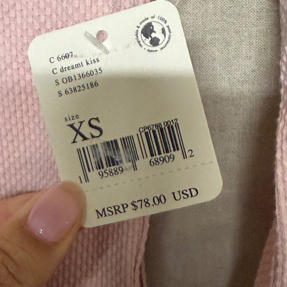 Free People Shes Reversible Thermal Pink Dreamt Kiss Women's XS - Picture 7 of 8